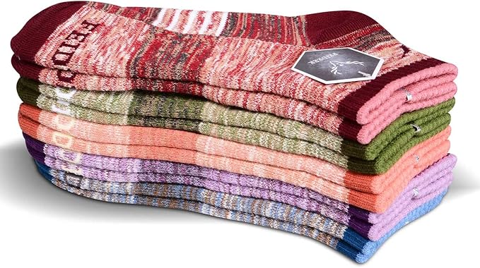 FEIDEER Hiking Walking Socks For Women, Multi-pack Outdoor Recreation Socks Moisture Wicking Crew