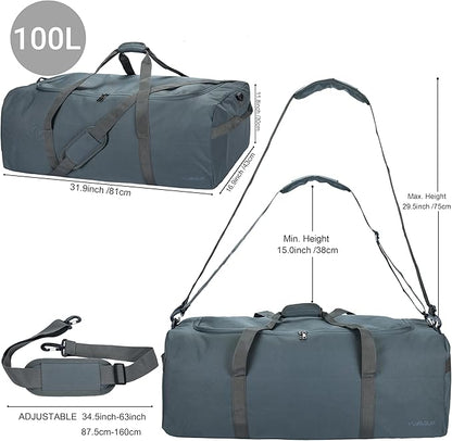 Large Duffle Bag for Travel, 100L Travel Bags for Men Extra Large Duffel Bag Water & Tear Resistant
