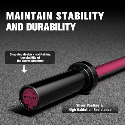 RITFIT Olympic Barbell 4ft/4.8ft/6ft - 2 Inch Weight Bar for Strength Training, Weightlifting