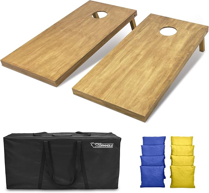 GoSports 4 ft x 2 ft Regulation Size Wooden Cornhole Boards Set - Includes Carrying Case - Full