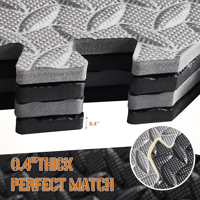 GWT Puzzle Exercise Mat, EVA Foam Interlocking Floor Tiles for Home Gym, Workout Equipment
