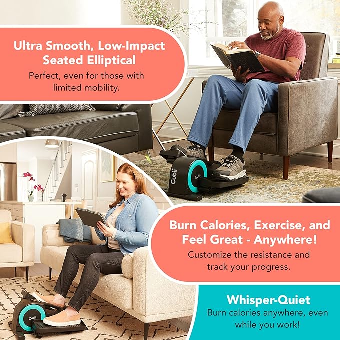 Cubii JR1, Under Desk Elliptical, Under Desk Bike Pedal Exerciser, Seated Elliptical, Work from