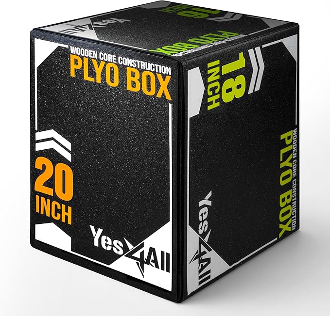Yes4All 3-in-1 Soft-Padded Plyo Box With Wooden Core, Non-Slip Multi-Use Cushioned Plyometric Jump