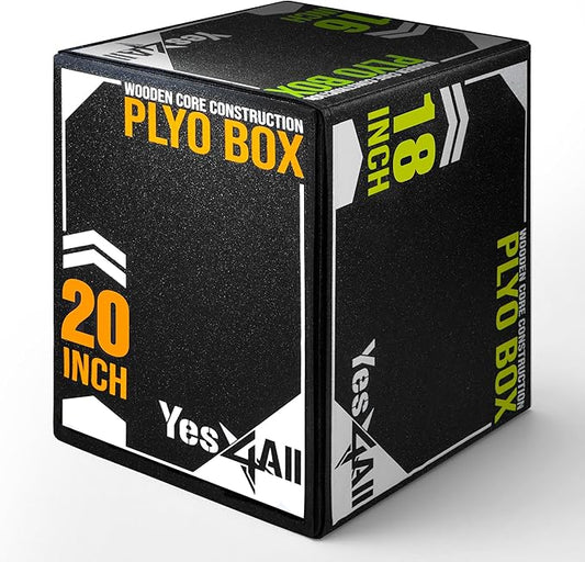 Yes4All 3-in-1 Soft-Padded Plyo Box With Wooden Core, Non-Slip Multi-Use Cushioned Plyometric Jump