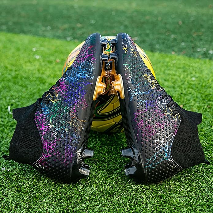 Men's Soccer Shoes High-Top Soccer Cleats Outdoor Breathable Athletic Professional Spikes Youth