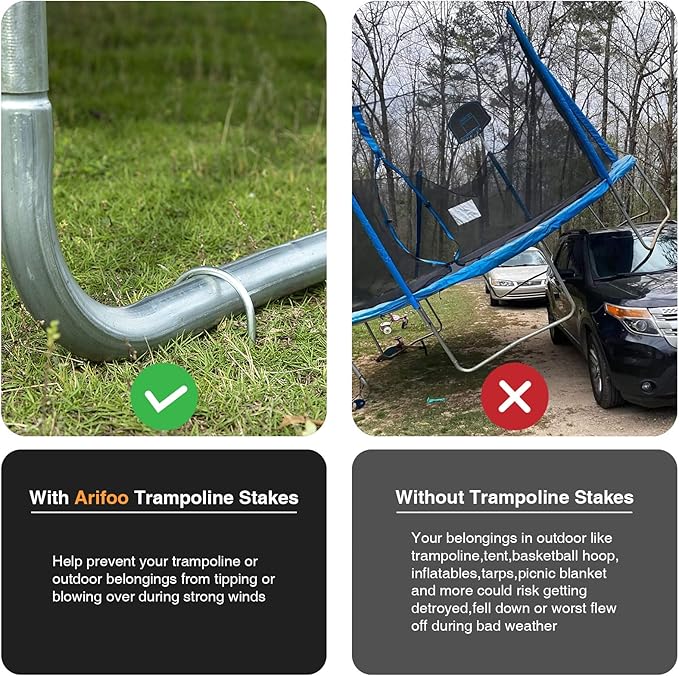 Heavy Duty Trampoline Stakes Anchors High Wind U Type Sharped Ends Safety Ground Anchors Galvanized