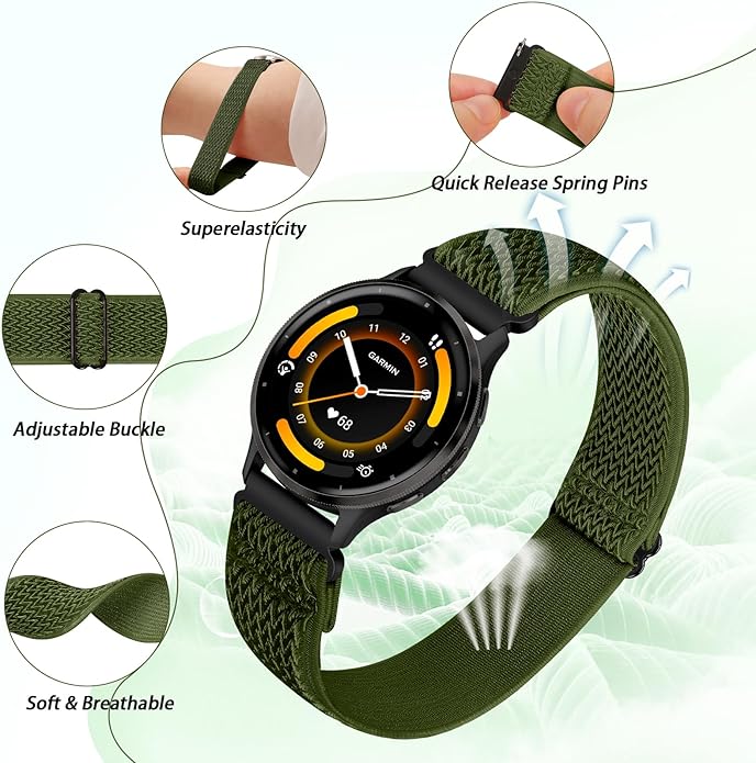 2 Pack Elastic Ankle/Arm Watch Bands Compatible with Garmin Venu 3/Venu 2/Vivoactive 4, Garmin