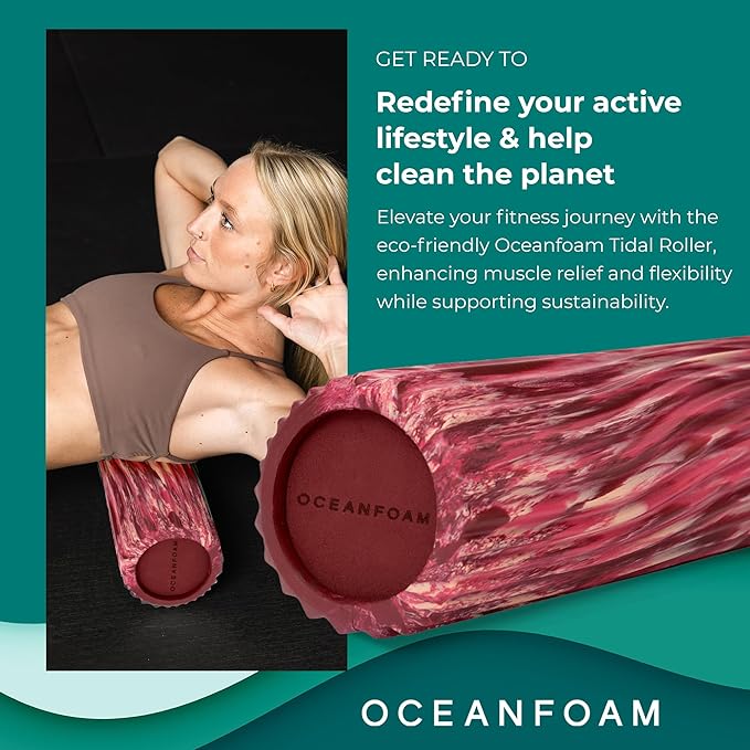 Oceanfoam Tidal Roller - Maroon, Blush & Hot Pink Marbled - Muscle Massage Foam Roller for Back