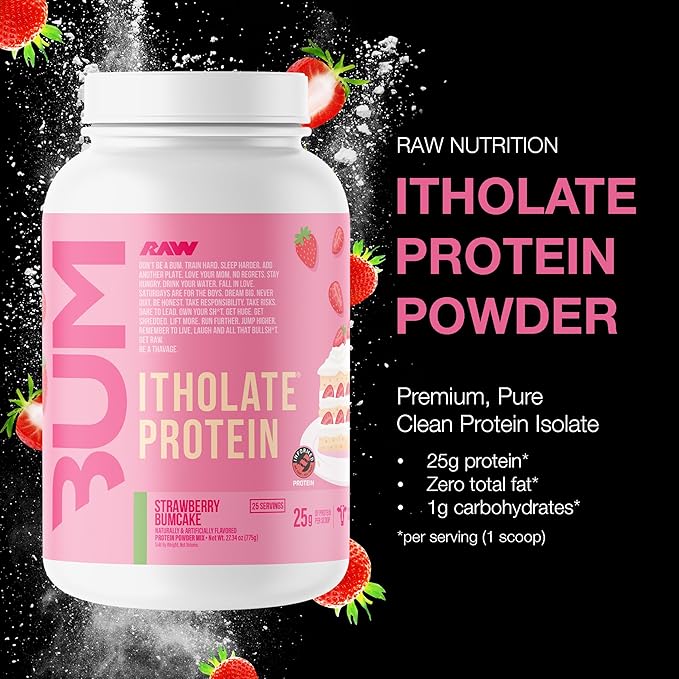 RAW Whey Isolate Protein Powder, Strawberry BumCake (CBUM Itholate Protein) - 100% Grass-Fed Sports