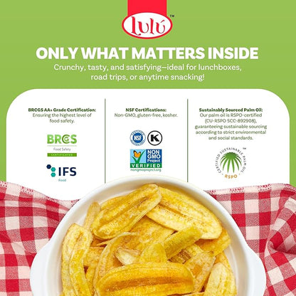LULU Plantain Chips - Lightly Salted, 30 Individual Bags (2.5 Oz Each) - Crunchy, Delicious