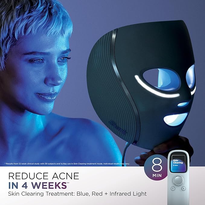 Shark CryoGlow LED Face Mask with Under-Eye Cooling, Anti-Ageing & Blemish Repair, Red & Blue LED