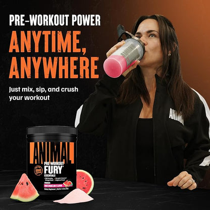 Animal Fury Pre Workout Powder - Watermelon, 350mg Caffeine, BCAA Amino Acids, 2g Beta Alanine