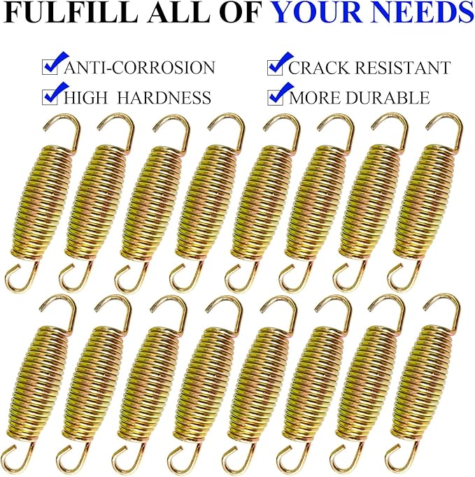 3.7'', 6.5'', 7'' Trampoline Springs,16pcs Heavy Duty Stainless Steel Replacement Trampoline