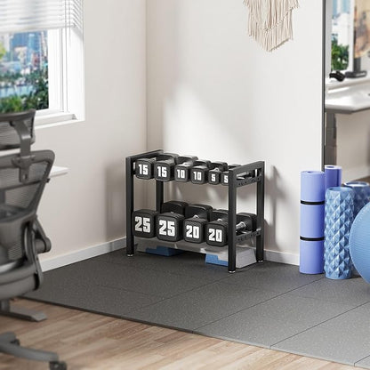 Dumbbell Rack 2-Tier 20 IN Length Adjustable Weight Rack For Home Gym Dumbbells Kettlebell (Rack
