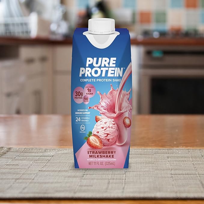 Pure Protein Strawberry Protein Shake, 30g Complete Protein, Ready to Drink and Keto-Friendly