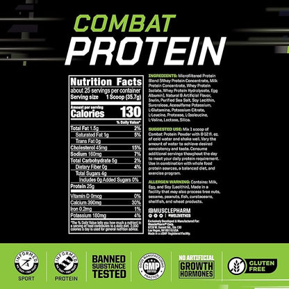 MusclePharm Combat Protein Powder, Vanilla Flavor, Fuels Muscles for Productive Workouts, 5 Protein