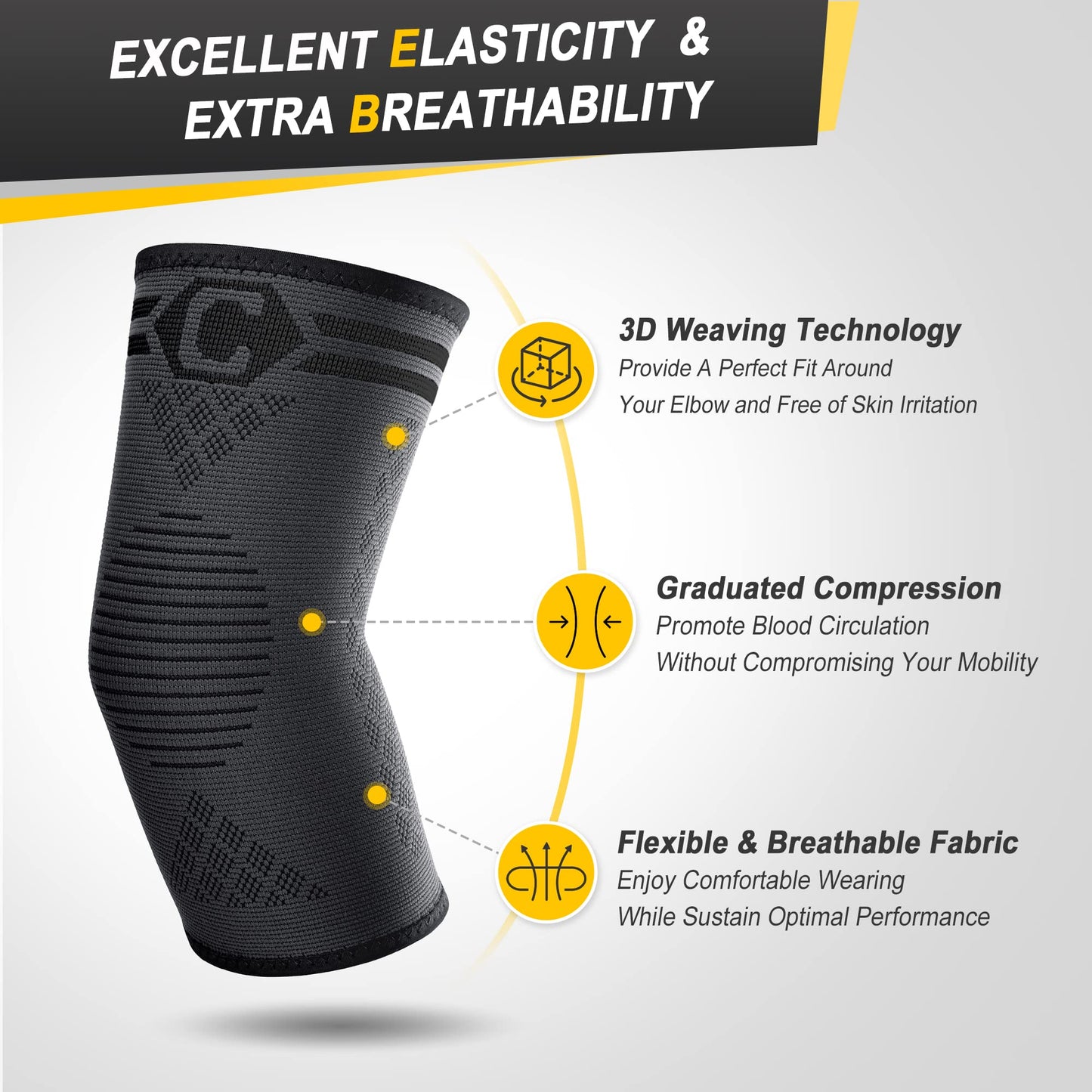CAMBIVO 2 Pack Elbow Brace Compression Sleeve, Tennis & Golfer's Elbow