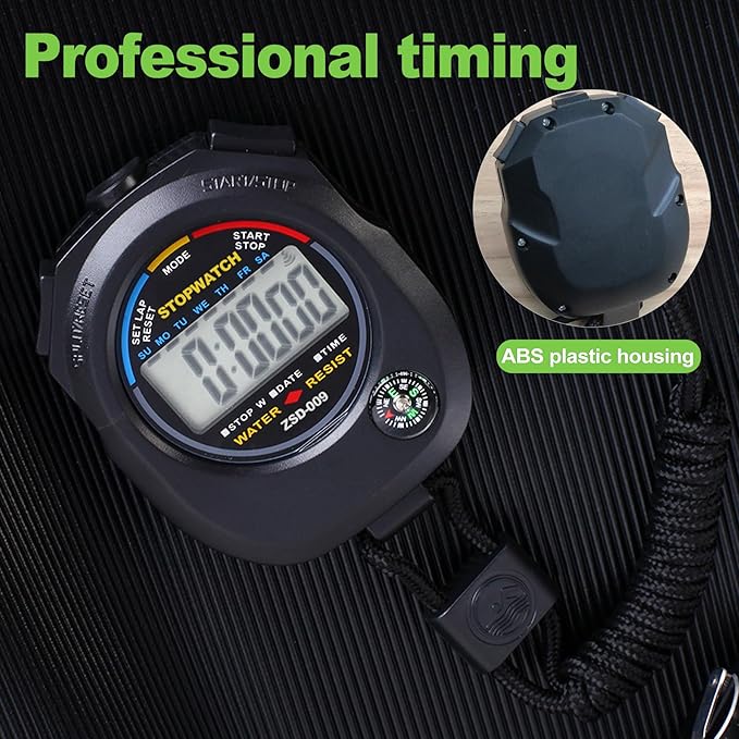 2 Pack Multi-Function Digital Stopwatch Timer, Large Display with Date, Time, and Alarm, Ideal for