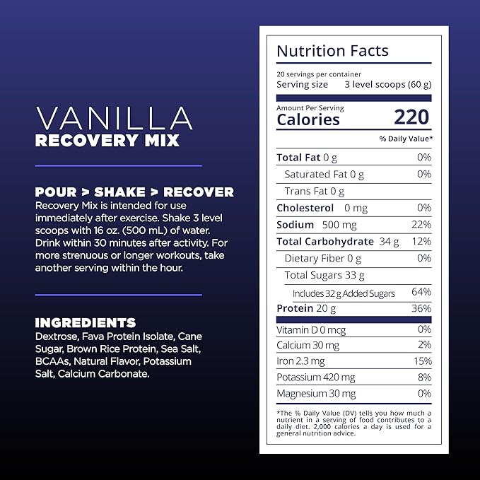 Tailwind Nutrition Recovery Mix, 20 Grams Complete Protein, Carbohydrates, and Electrolytes Powder