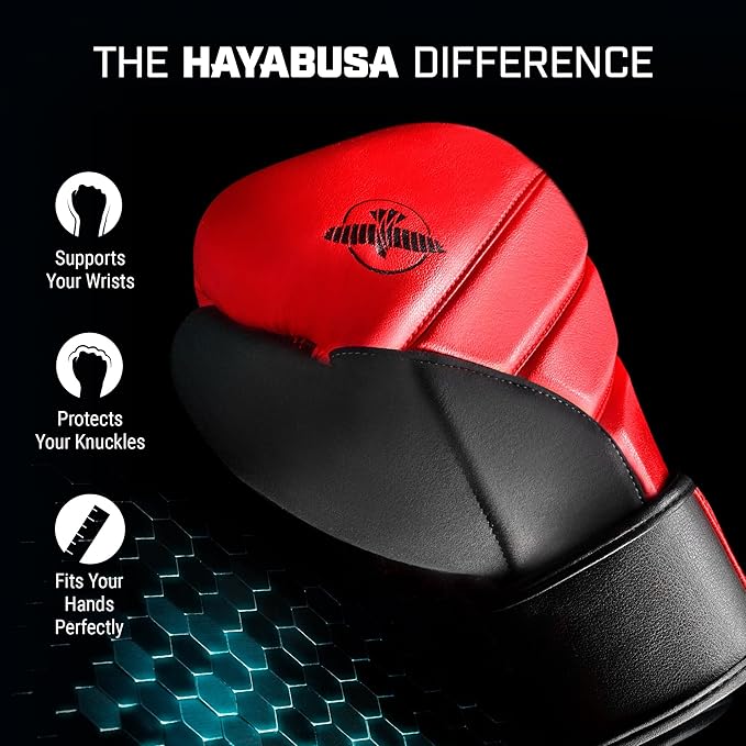 Hayabusa T3 Boxing Gloves for Men and Women Wrist and Knuckle Protection, Dual-X Hook and Loop
