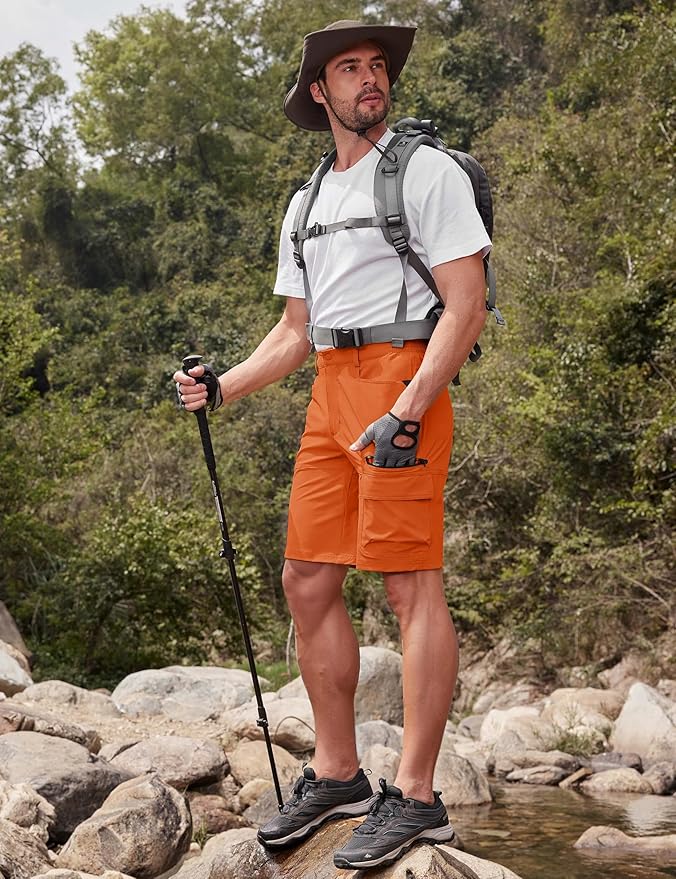 CRYSULLY Men's Hiking Cargo Shorts Outdoor Summer Lightweight Quick Dry Work Casual Shorts with 5