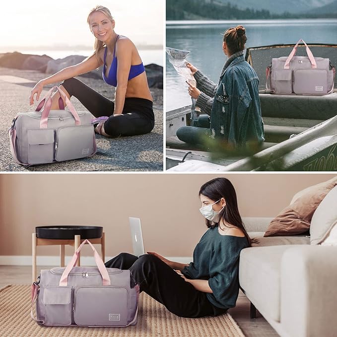 FIORETTO Women's Gym Duffle Bag with Shoes Compartment, 37L Capacity, Ideal for Travel, Gym
