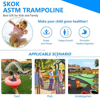 SKOK Trampoline 8FT 10FT 12FT 14FT 15FT Trampolines with Enclosure Net, 400LBS Outdoor Trampolines