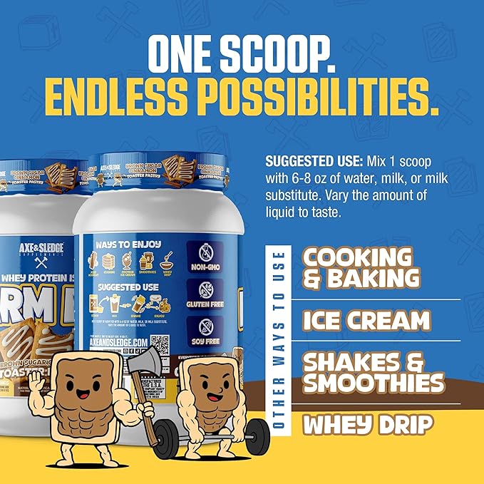 Axe & Sledge Farm Fed 100% Whey Protein Isolate | 25g Protein | Low Carb, Low Sugar, Gluten Free |