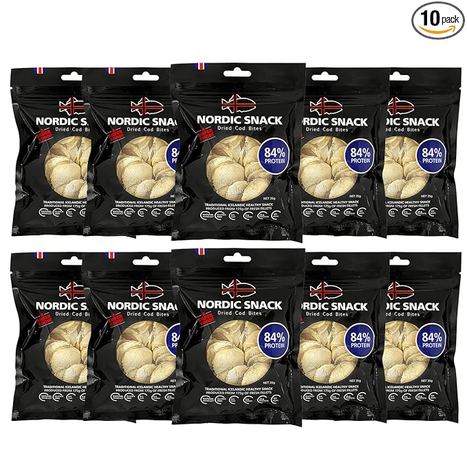 Nordic Catch Freeze Dried Cod Bites - High Protein Crisps Made From Wild-Caught Icelandic Cod Fish