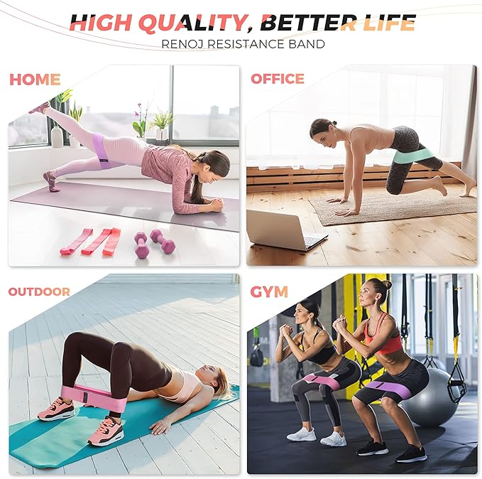 Renoj Resistance Bands, Yoga Starter Sets for Women and Men, 3 Set of Stretch Exercise Workout