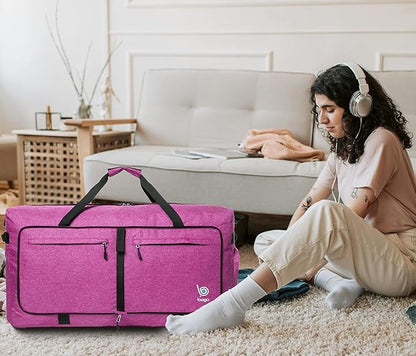 Bago Large Foldable Duffel Bags for Traveling Women & Men - 100L Packable Duffle Bag for Travel