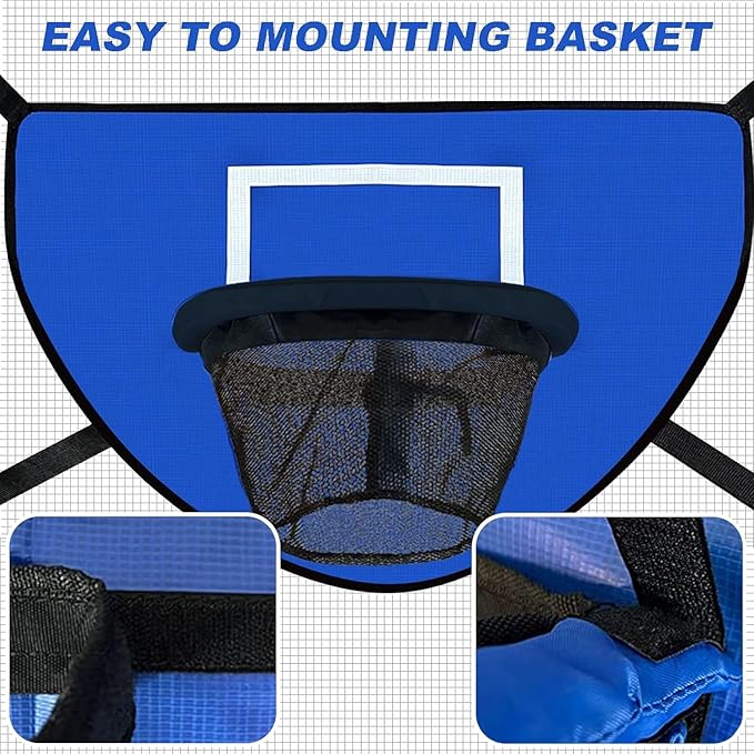 Trampoline Basketball Hoop with Pump and Mini Ball, Waterproof, Sunscreen Soft Materials, Easy to