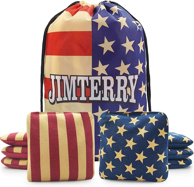 JIMTERRY Professional Cornhole Bags Set of 8 Dual Sided Corn Holes Bags Double Sided Regulation