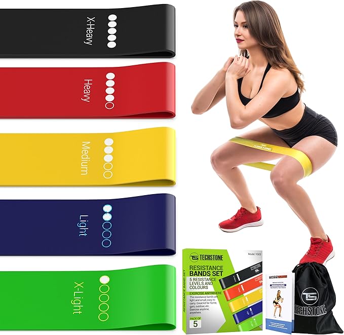 TechStone Resistance Bands Set for Men and Women, Pack of 5 Different Levels Elastic Band for Home