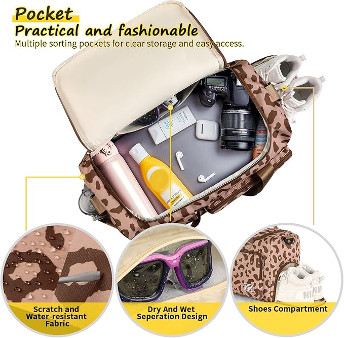 FIORETTO Women's Gym Duffle Bag with Shoes Compartment, 37L Capacity, Ideal for Travel, Gym