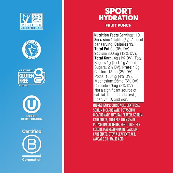 Nuun Sport Electrolyte Tablets with Magnesium, Calcium, Potassium, Chloride & Sodium, Gluten Free &