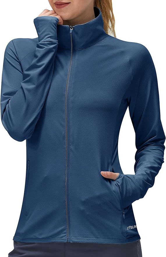 Women's UPF 50+ UV Sun Protection Clothing Long Sleeve Athletic Hiking Shirts Lightweight SPF Zip