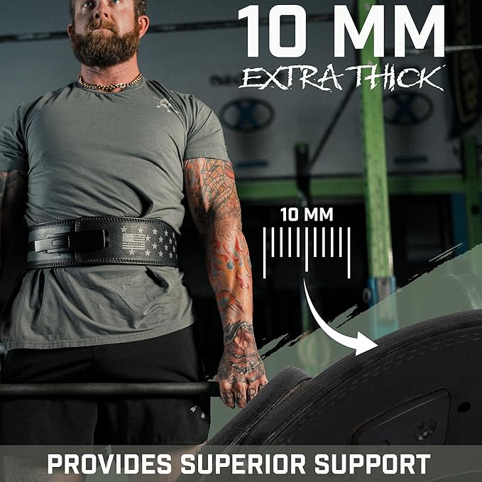Weight Lifting Belt - Lever Gym Belt for Weightlifting, 10mm Leather Weight Belt for Men - 4 Inches