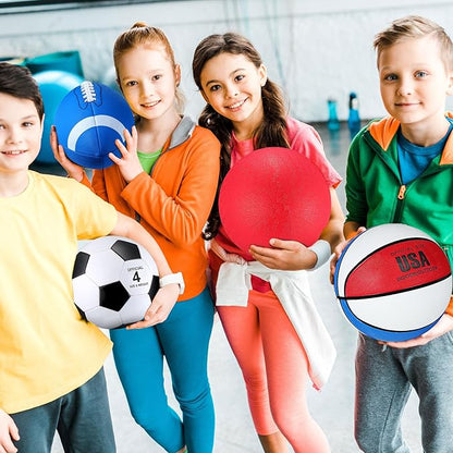 Leyndo 18 Pcs Sports Ball Set for Kids, Official Size Basketball Football Soccer Ball Playground
