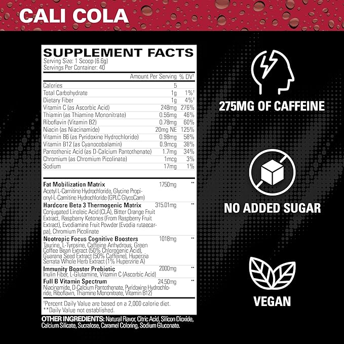 EHP Labs OxyShred Hardcore Super Dosed Pre Workout Powder - Preworkout Powder with L Glutamine &