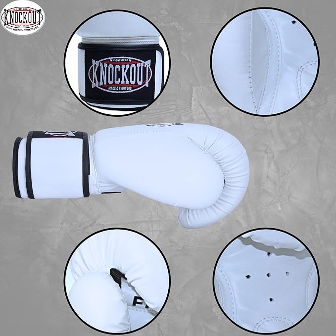 Knockout Gel Boxing Gloves for Men Women - Pro Training Sparring, Maya Hide Leather Muay Thai MMA