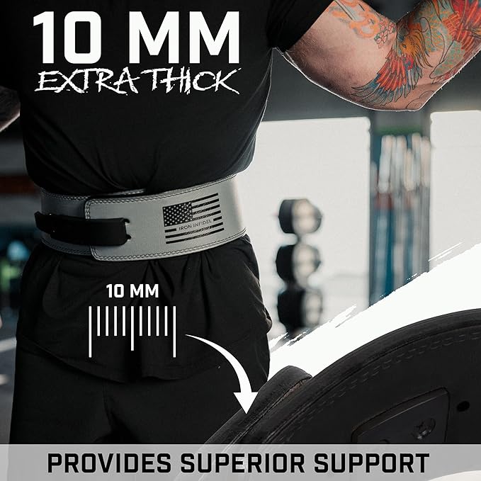 Weight Lifting Belt - Lever Gym Belt for Weightlifting, 10mm Leather Weight Belt for Men - 4 Inches