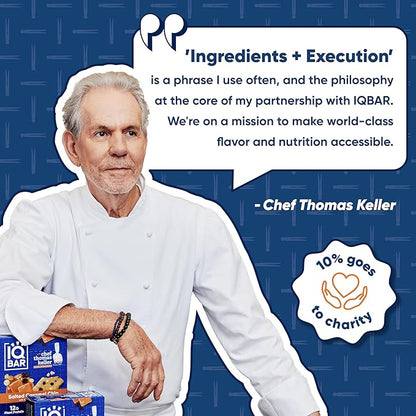 IQBAR x Chef Thomas Keller - Brain and Body Plant Protein Bars - Salted Caramel Chip - 12-Count