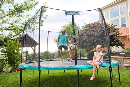 SKYWALKER TRAMPOLINES 12 FT 15 FT Round Trampoline with Safety Enclosure Net, 9 x 15 FT Rectangle