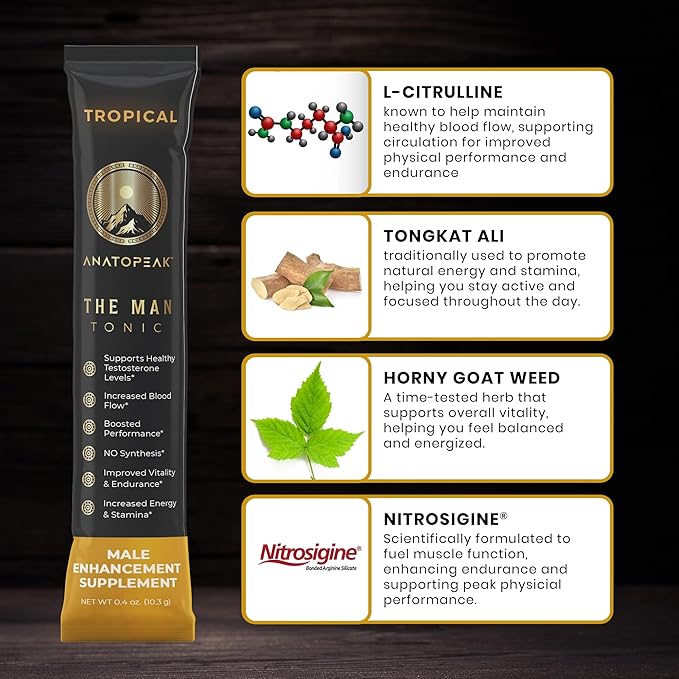 Male Enhancing Supplement Powder ??Testosterone Supplement for Men with Tongkat Ali, Maca Root
