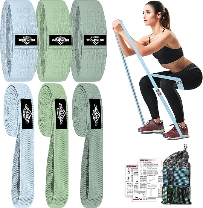 Fabric Resistance Bands for Working Out, 6Pack Non-Slip Exercise Bands for Women and Men, Fabric