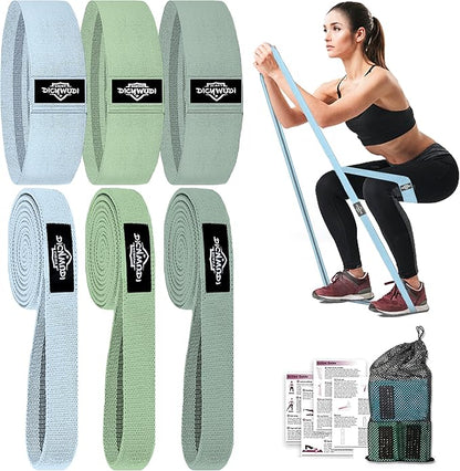 Fabric Resistance Bands for Working Out, 6Pack Non-Slip Exercise Bands for Women and Men, Fabric
