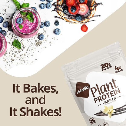 NuGo Plant Protein Powder, Chocolate, 20g Vegan Pea Protein, Low Sugar, Gluten Free, Dairy Free