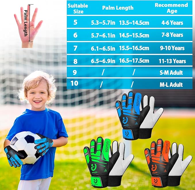 Jalunth Soccer Goalie Gloves Kids Youth Goalkeeper Field Player Gloves Boys Girls Training Grip