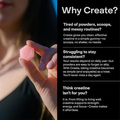 Create Creatine Monohydrate Gummies for Men & Women - Boost Focus, Strength, and Endurance